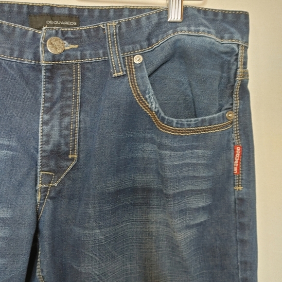 DSquared2 Classic Straight Leg Slim Fit Jeans Medium Dark Wash Cotton 36 Denim - Picture 8 of 12